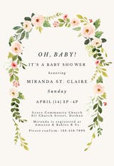 Falling flowers - Invitación Para Baby Shower